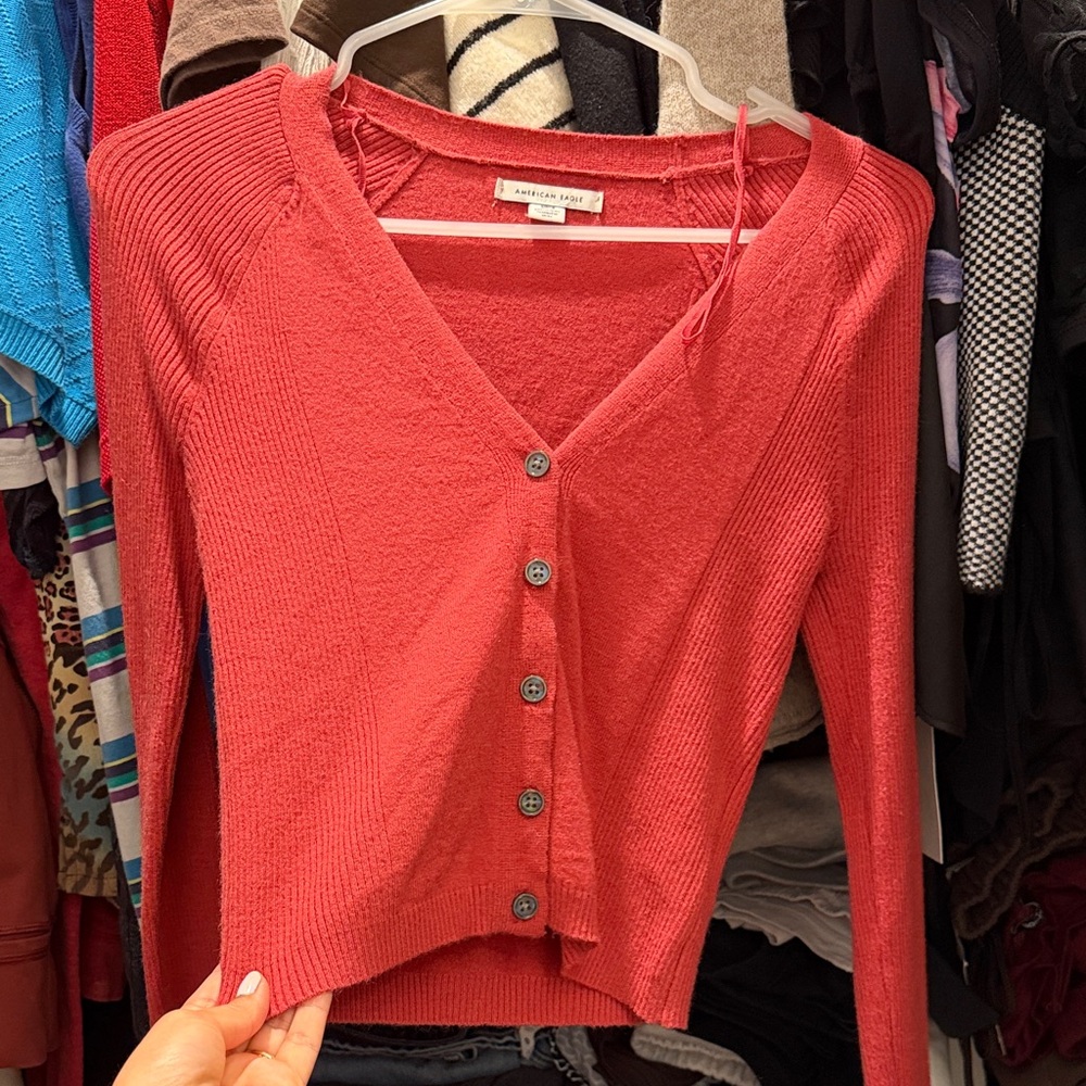 American Eagle Outfitters Vibrant Red Knit Top